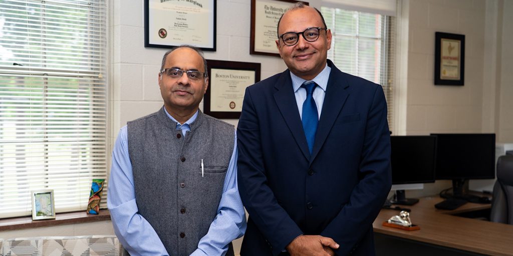 (Right to Left) Professor Ashraf Elmetwally, Professor of Epidemiology, CPHHI, KSAU-HS, and Dr. Ashish Joshi, SPH Dean and a Distinguished University Professor