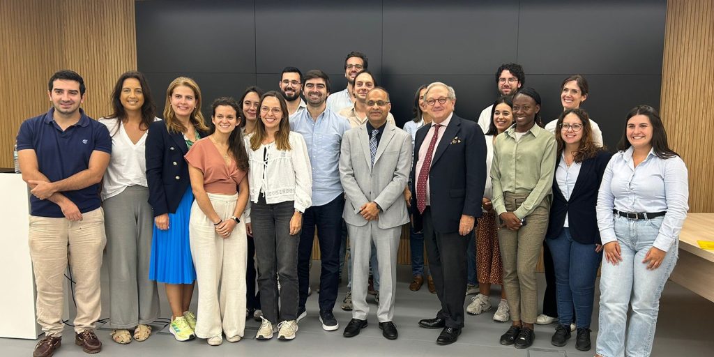 Dr. Ashish Joshi, Ambassador Luís de Almeida Sampaio and students and research scholars at the University of Coimbra on September 25 2025